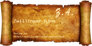 Zwillinger Ajna névjegykártya